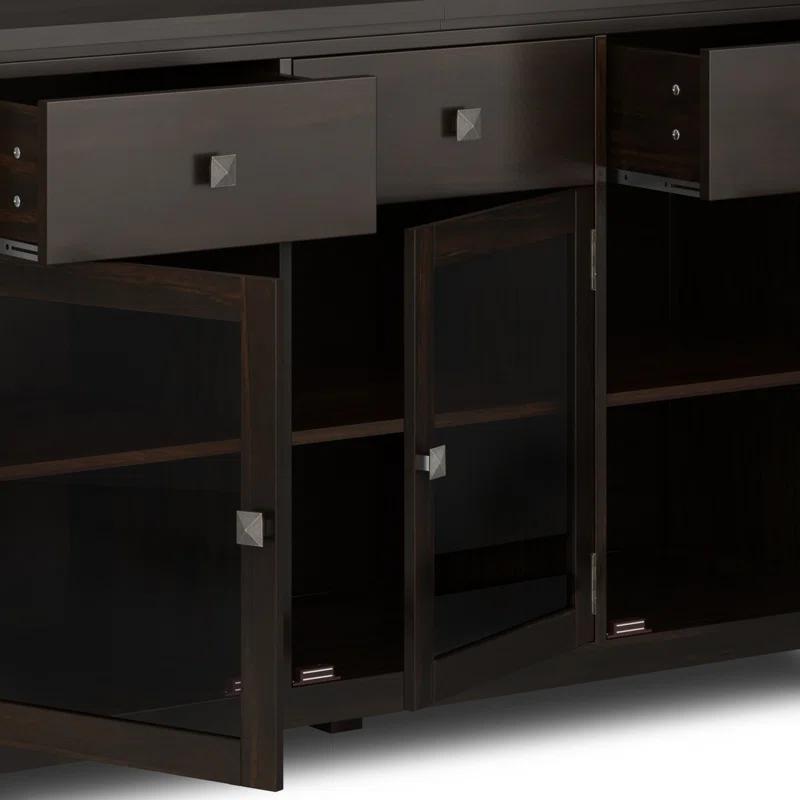 Simpli Home Cosmopolitan 54"W Solid Wood Contemporary 3-Door Sideboard Buffet with 3 Drawers