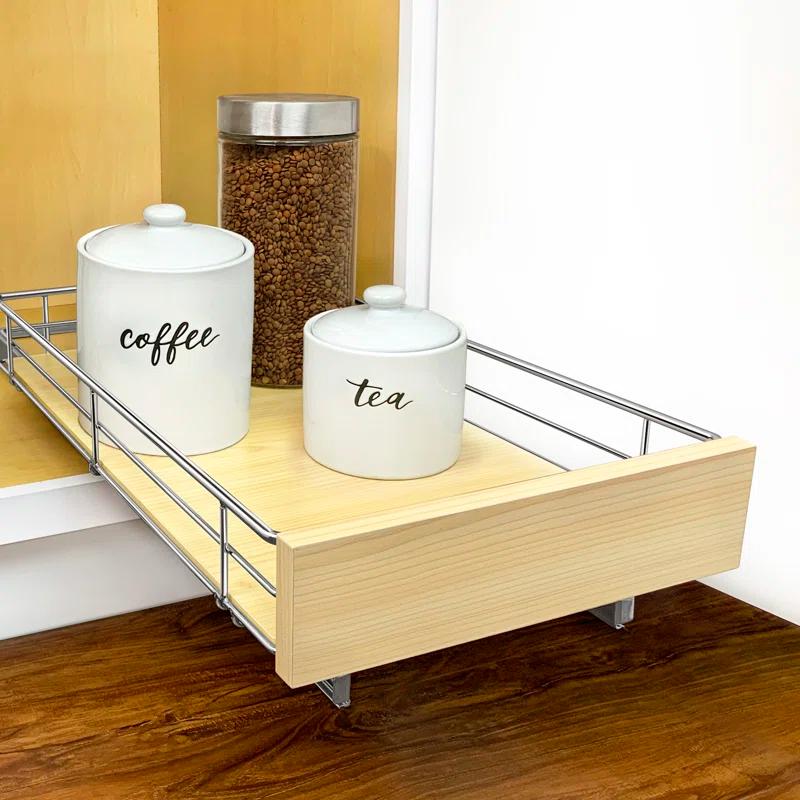 LYNK PROFESSIONAL® Select Pull Out Cabinet Organizer for Kitchen Cabinets, Wood and Chrome