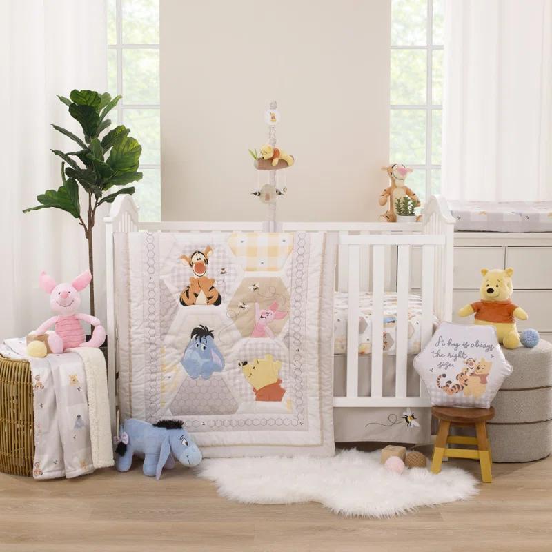 Disney NoJo Disney Winnie the Pooh Hugs and Honeycombs Patchwork with Piglet, Tigger and Eeyore 3 Piece Crib Bedding Set