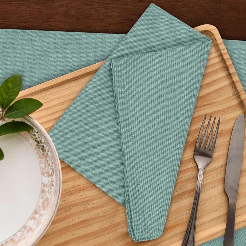 Ruvanti Poly Cotton Square Cloth Napkins Chambray Fabric (Set of 12)