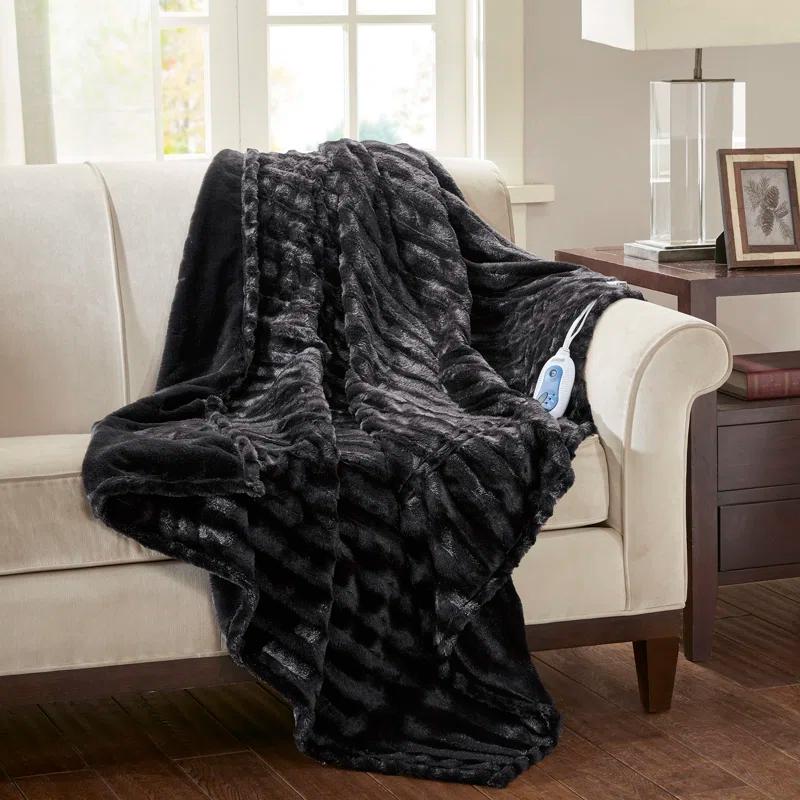 Beautyrest Heated Duke Faux Fur Throw