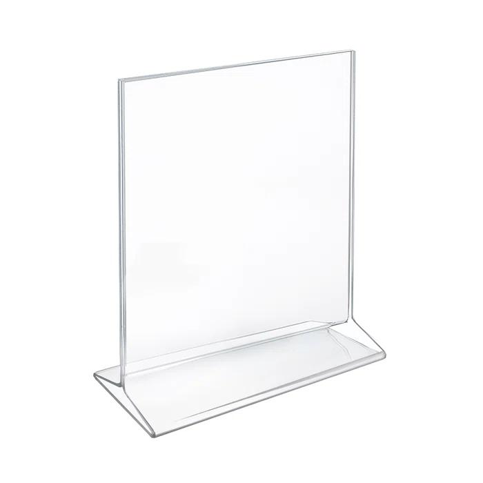 Azar Displays Top Loading Clear Acrylic T-Frame Sign Holder 8.5" Wide x 11'' High-Vertical/Portrait, 10-Pack (Set of 10)