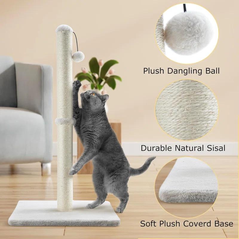 Tucker Murphy Pet™ 29" Tall Cat Scratching Post, Scratch Posts With Sisal Rope And Hanging Interactive Toy Ball For Indoor Cats And Kittens