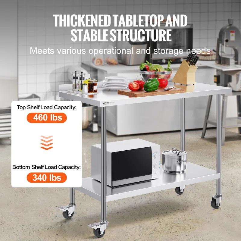 VEVOR VEVOR Stainless Steel 24'' W x 40'' H Adjustable Portable Work Table