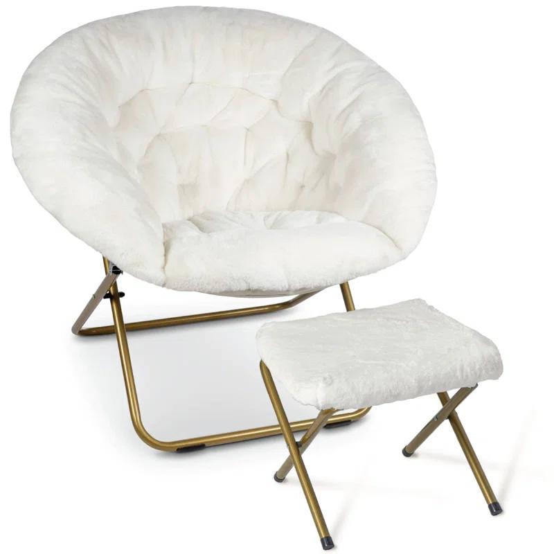 Everly Quinn Faux Fur Saucer Chair For Bedroom