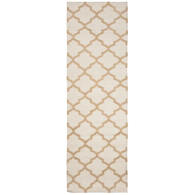 Winston Porter Milltown Hand Woven Flat Weave Wool Geometric Rug