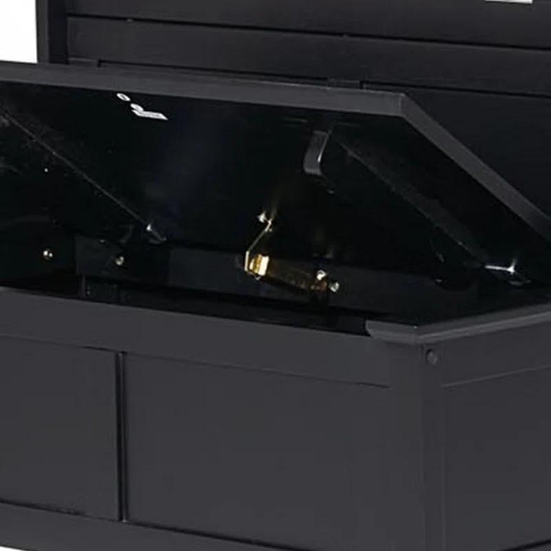 Co-t Solid Hardwood Hall Tree With Storage Bench, Safety Hinge, And Brass Hooks
