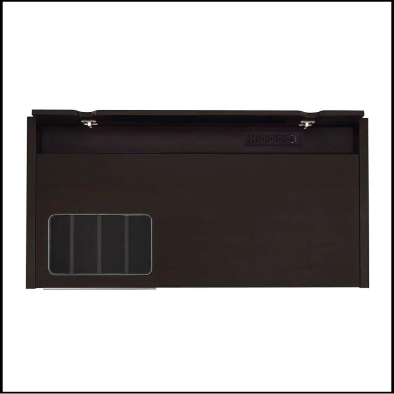 Hokku Designs Connect-it Office Desk with Charging Station in Cappuccino Lift-top storage contains power outlet