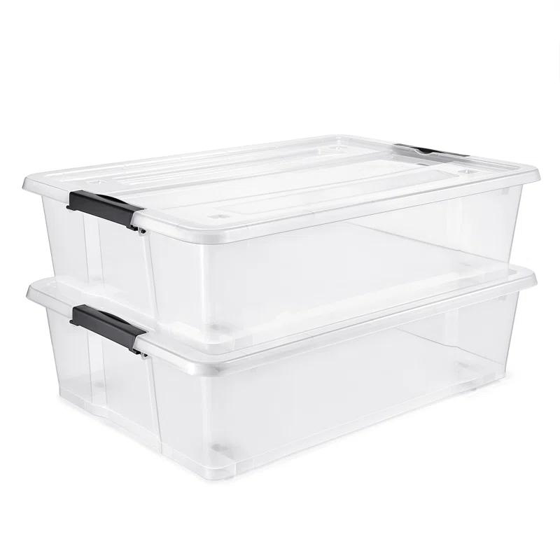 Sorbus 40qt Clear Underbed Stackable Storage Bins with Lids and Handles, 2-Pack