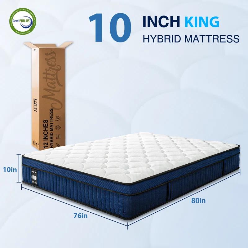 Alwyn Home Congresbury 10'' Medium Memory Foam Hybrid Mattress In A Box