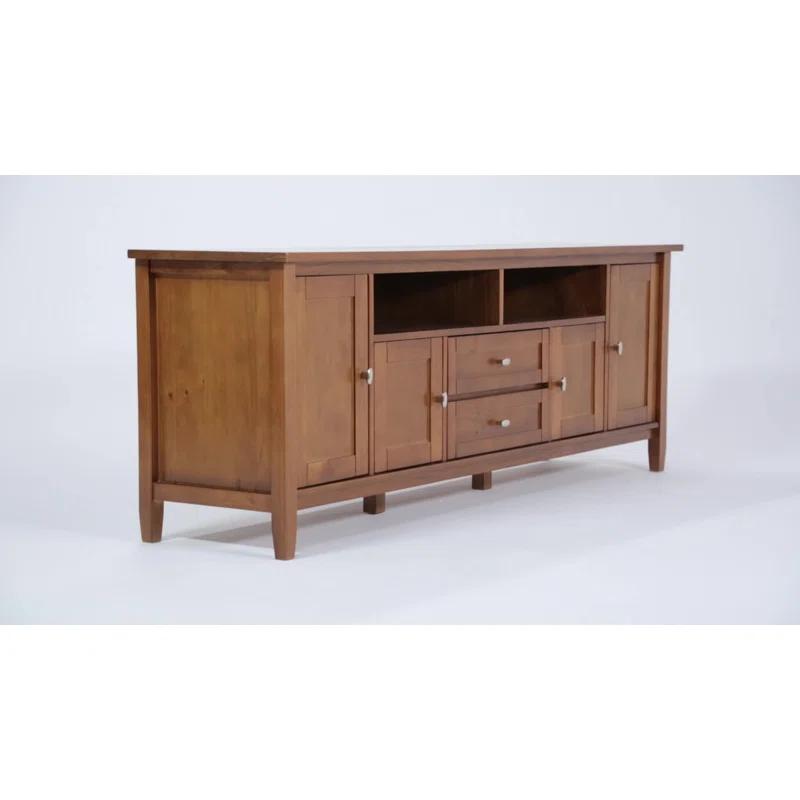 Simpli Home Warm Shaker 72"W Solid Wood TV Stand for TVs up to 80" with 4 Storage Cabinets and 2 Drawers