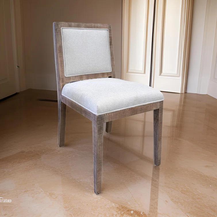 Benjara Sevy Side Dining Chair Set Of 2, Padded Square Back And Seat, Brown Wood (Set of 2)