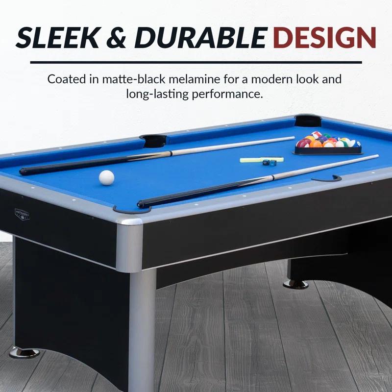 Hathaway Games Hathaway Maverick Deluxe 7 Ft Pool Table, with Ping Pong Multi Game Combo Tables for Family Recreation Game Rooms – Includes Billiard Balls, Cues, Paddles, Brush & More