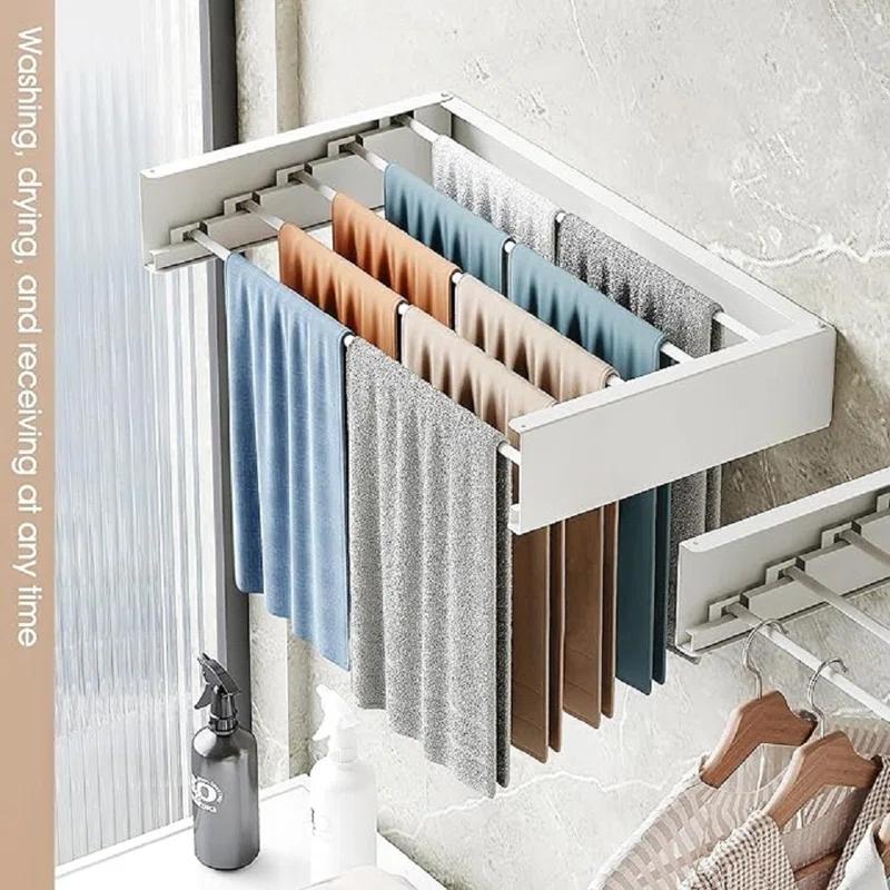 Rebrilliant Wall Mounted Drying Rack,Drying Rack Clothing,Clothes Drying Rack Wall Mounted,Collapsible Drying Racks For Laundry,Laundry Drying Rack,Wall Mounted Clothes Rack(28"-White)