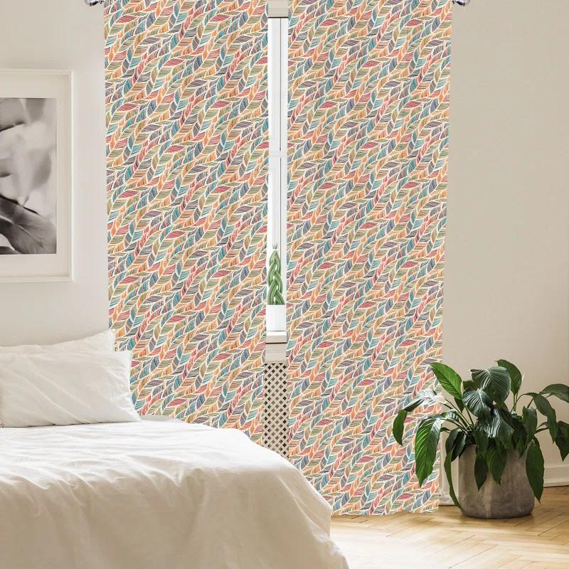 Ambesonne Boho Semi-Sheer Rod Pocket Sliding Panel (Set of 2)