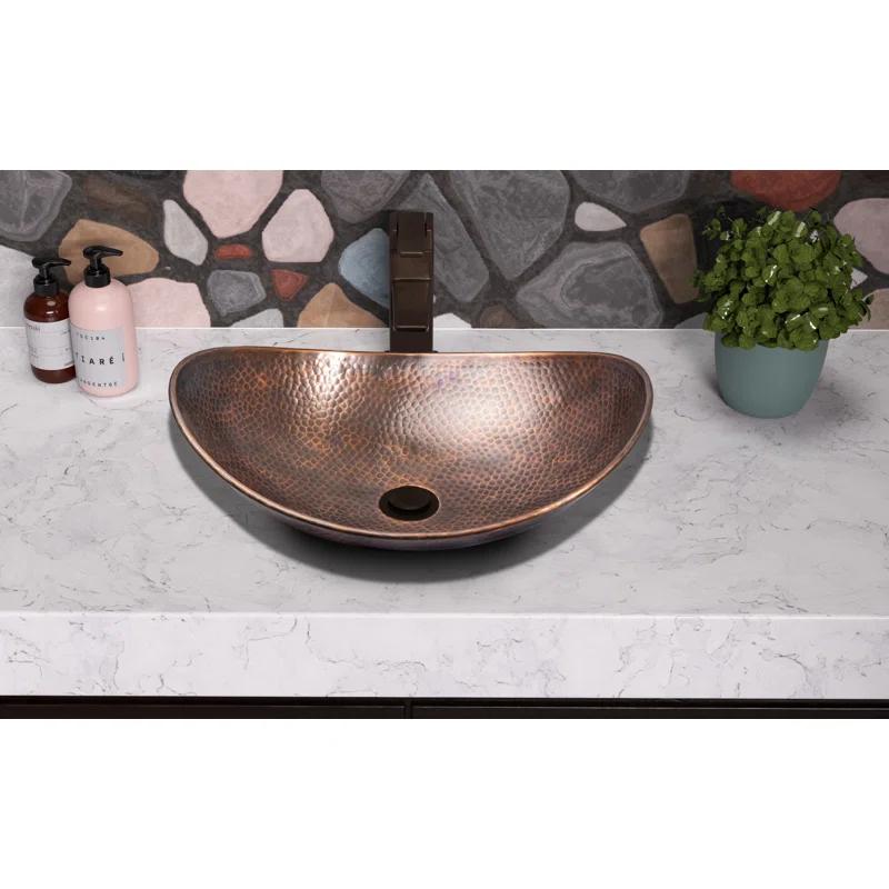 Pure Copper Hand Hammered Harbor Bathroom Vessel Sink 19"
