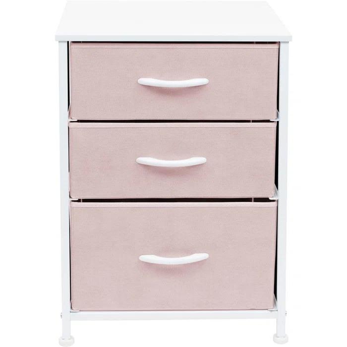 Sorbus 3 Drawers Nightstand with Steel Frame, Wood Top & Fabric Bins & Reviews | Wayfair