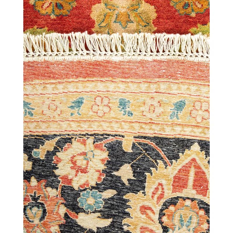 Isabelline Veeru One-of-a-Kind 9' 1" X 9' 1" 2010s Round Wool Area Rug in Orange