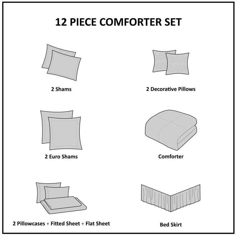 12 Piece Comforter Set with Cotton Bed Sheets