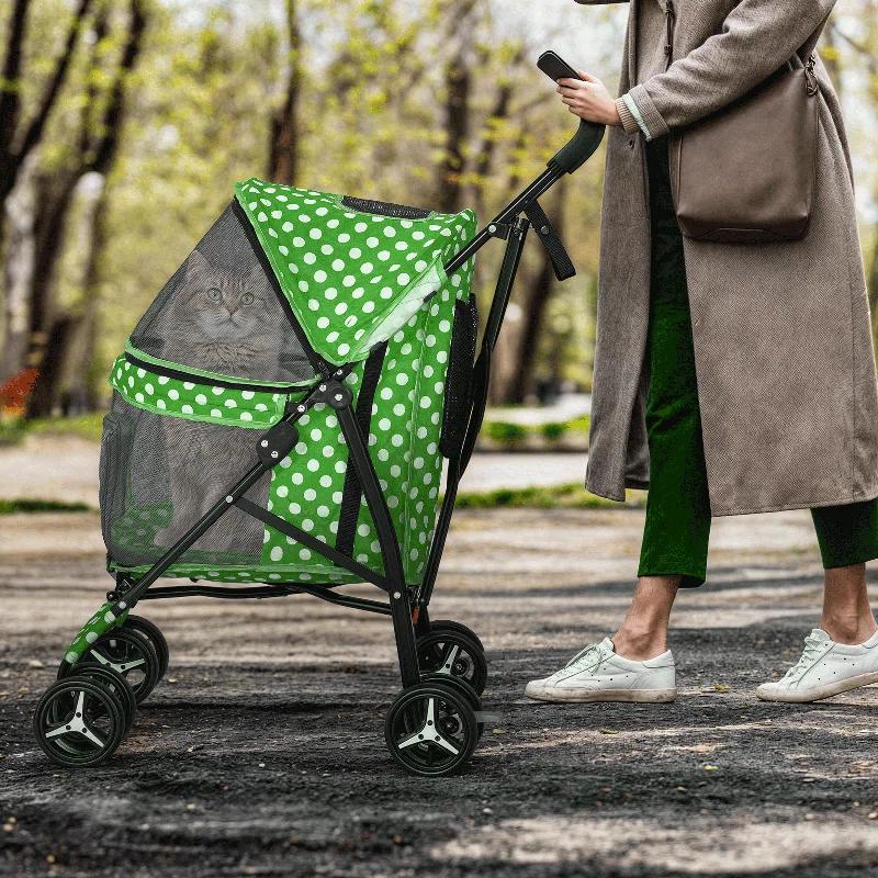 Magshion Pet Stoller Dog Cat Stoller Comfortable Lightweight Stroller With Adjustable Canopy