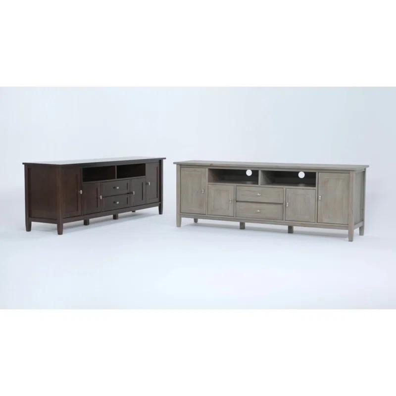 Simpli Home Warm Shaker 72"W Solid Wood TV Stand for TVs up to 80" with 4 Storage Cabinets and 2 Drawers