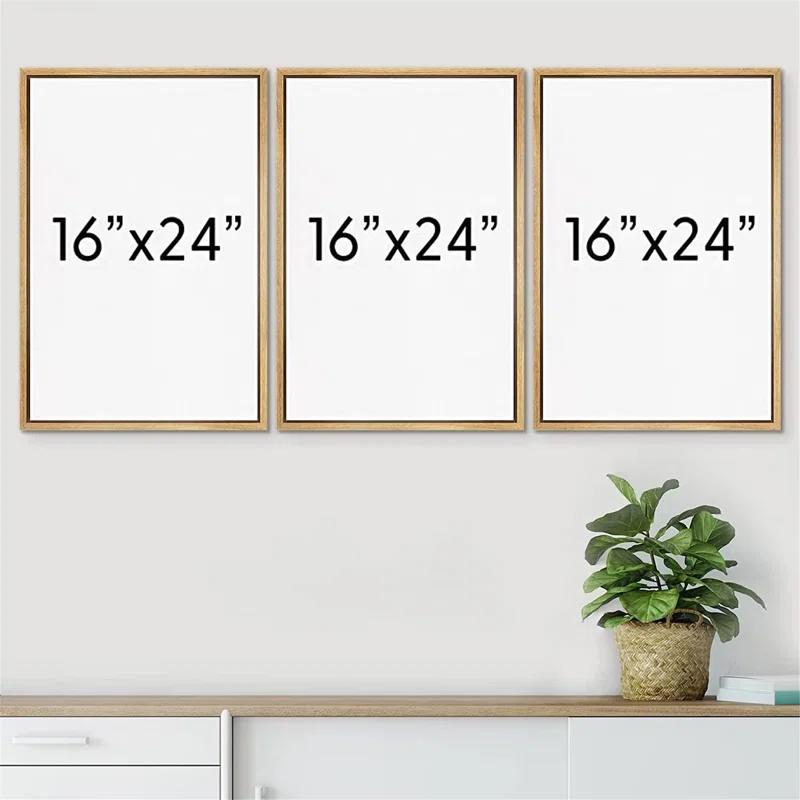IDEA4WALL Sage Green Abstract Landscape Modern Organic Minimal Bedroom Framed Canvas Print 3 Pieces Wall Art