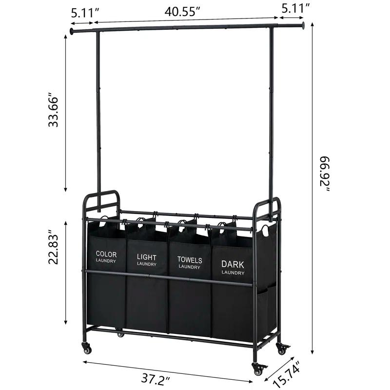 Metal Laundry Cart with Wheels