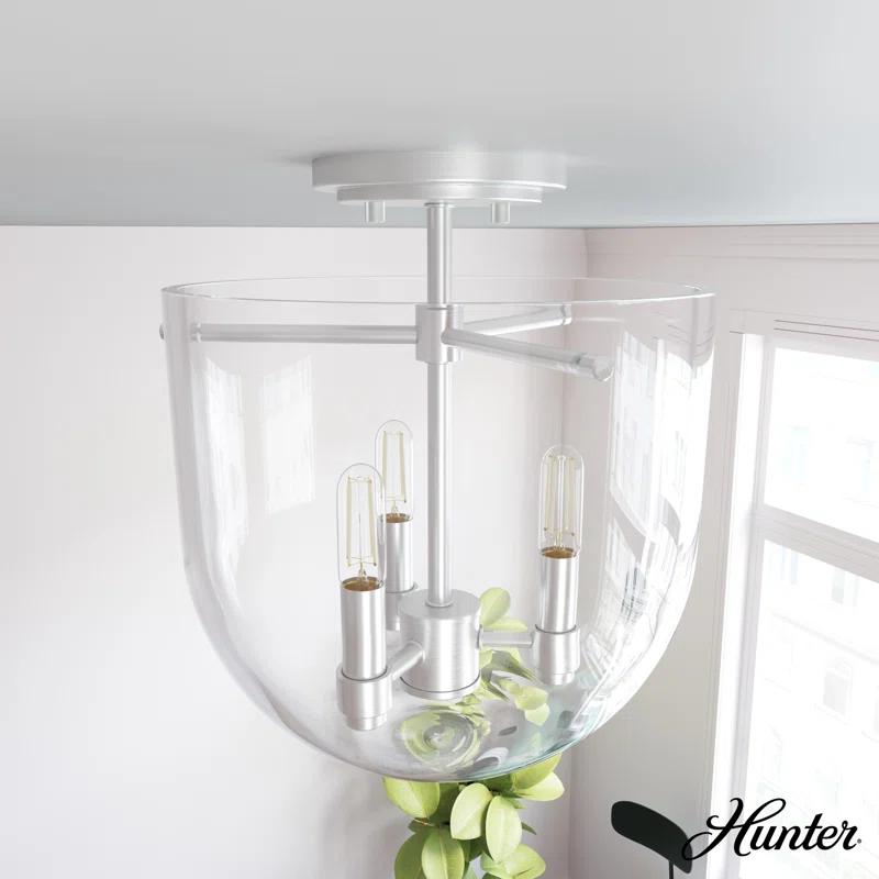 Hunter Sacha Natural Iron 3 Light Flush Mount Ceiling Light Fixture