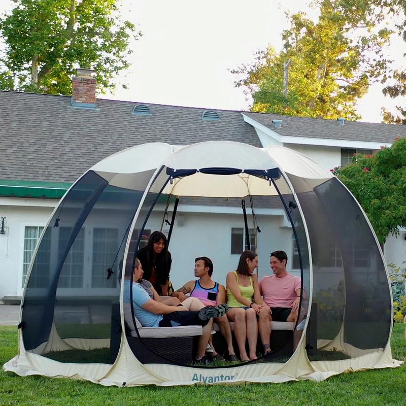 EighteenTek Fiberglass Patio Gazebo Pop Up with Screen Room Tents