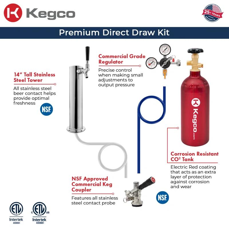 Kegco Kegco 24" Wide Outdoor Single Tap All Stainless Steel Built-In Kegerator with Kit