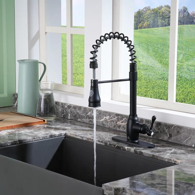 CASAINC 1.8 GPM Single-Handle Spring Pull-Down Kitchen Faucet Single Hole Faucet