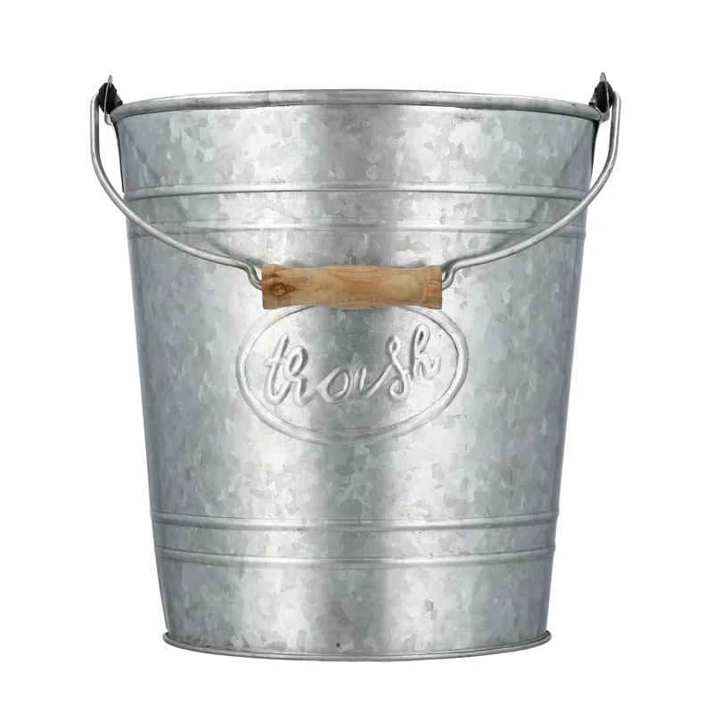 Autumn Alley Rustic Galvanized Trash Can Waste Basket 2 Gallon