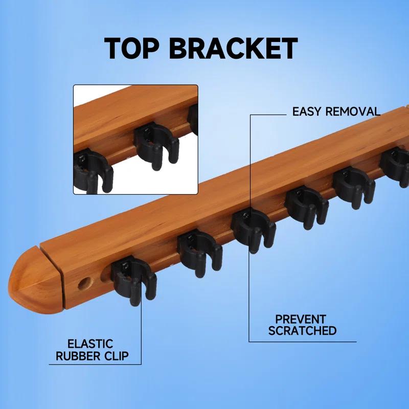 GSE Games & Sports Expert 2-Piece Billiard Pool Cue Stick Wall Mounted Rack, Holds 8 Pool Cue Stick
