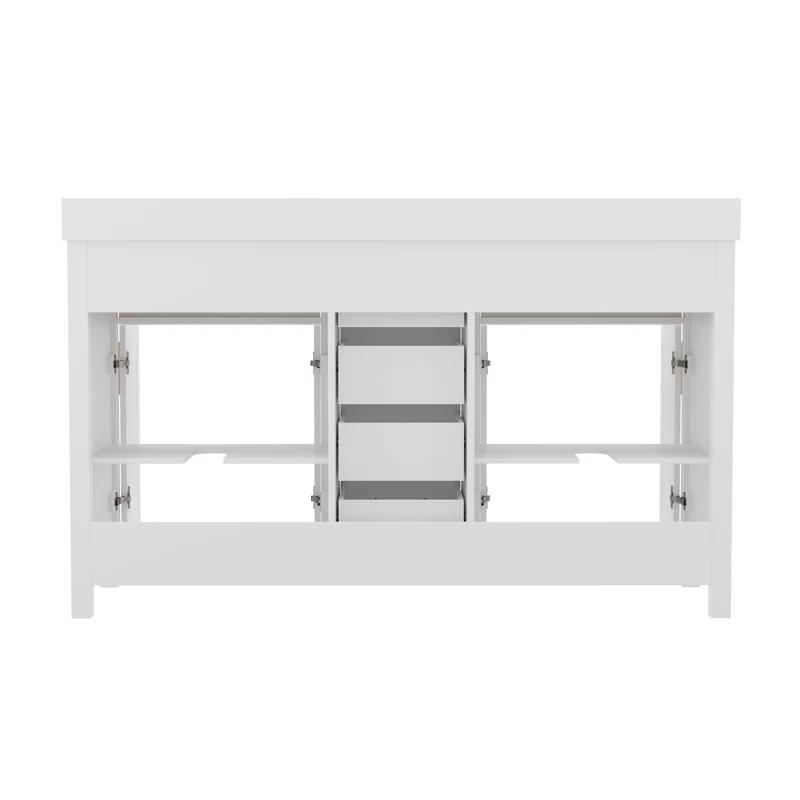 Flash Furniture Bathroom Vanity With 2 Sinks, 2 Storage Cabinets, And 6 Drawers & Reviews | Wayfair