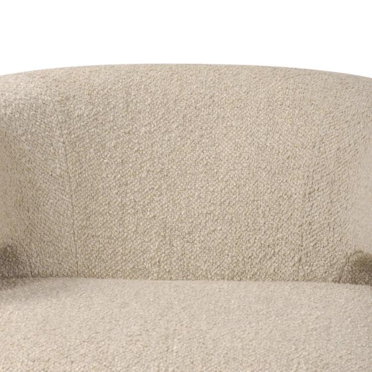 Berber Oatmeal Linen Blend Swivel Barrel Chair with Wood Base