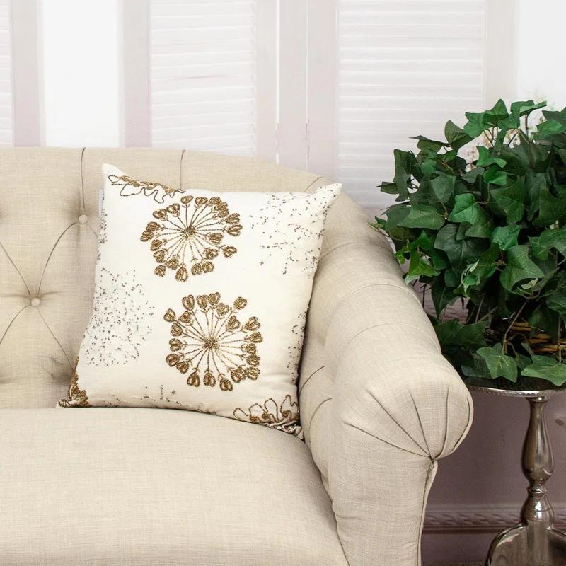 Parkland Collection Periwinkle Floral Cotton Throw Pillow