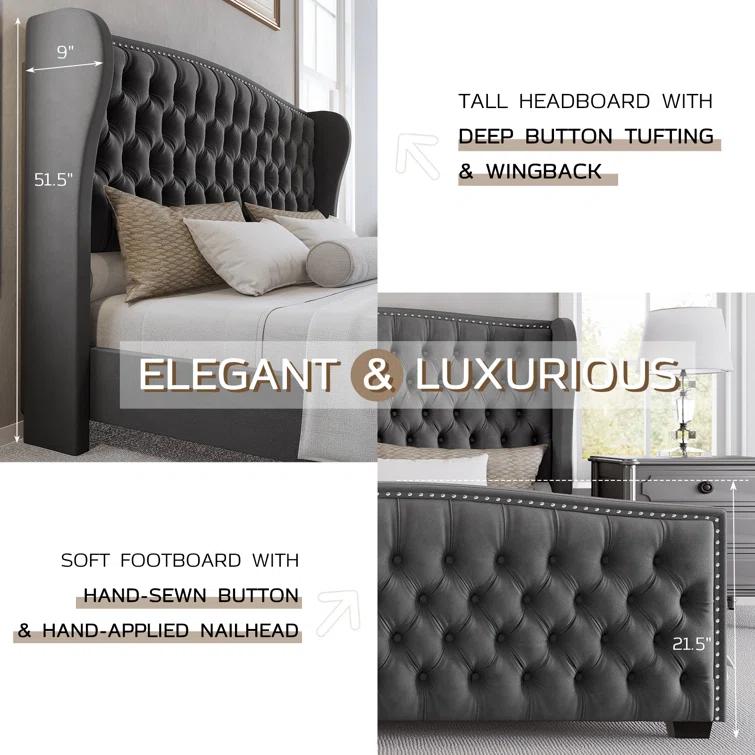 House of Hampton® Platform Bed Frame With Wingback Headboard