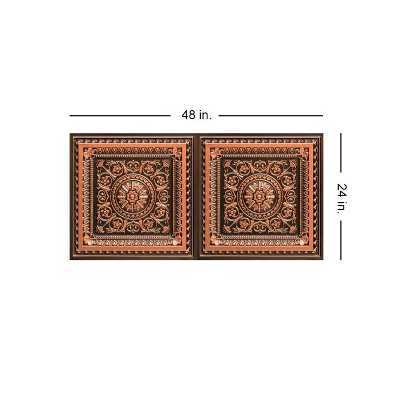 Marseille 24'' W Textured PVC Drop-In Ceiling Tile In Antique Gold