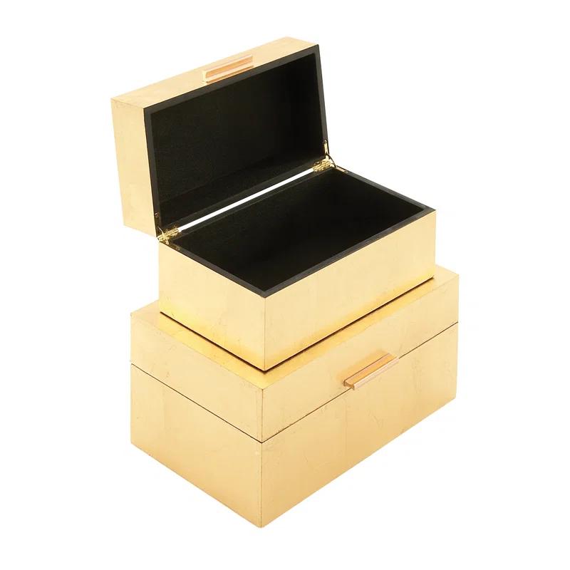 CosmoLiving by Cosmopolitan Wooden Decorative Box with Textured Foiled Exterior Set