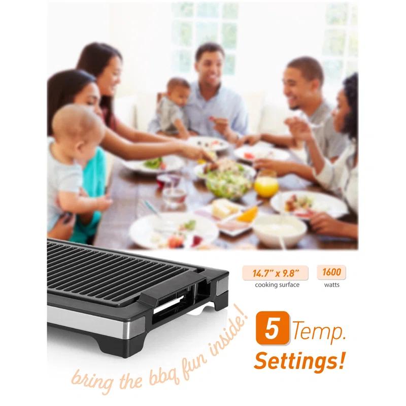 Commercial Chef COMMERCIAL CHEF Indoor Grill for Countertop Electric Grill with Adjustable Temperature Control