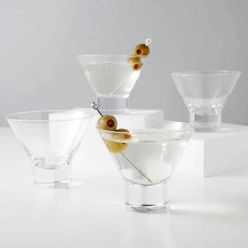 Viski Raye Heavy Base Crystal Stemless Martini Glasses