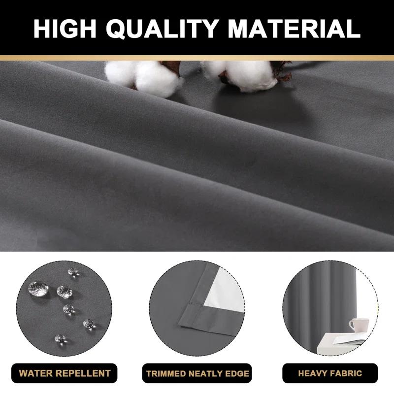 The Twillery Co.® Adona Thermal Insulated Bedroom Curtain Solid Color Room Darkening Blackout Grommet Heat Blocker Curtain Panels with White Liner