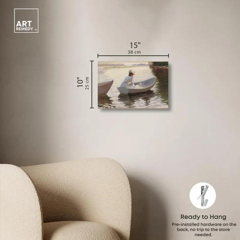 Art Remedy Woman in a Rowing Boat Canvas Classic Female Portraits by Art Remedy