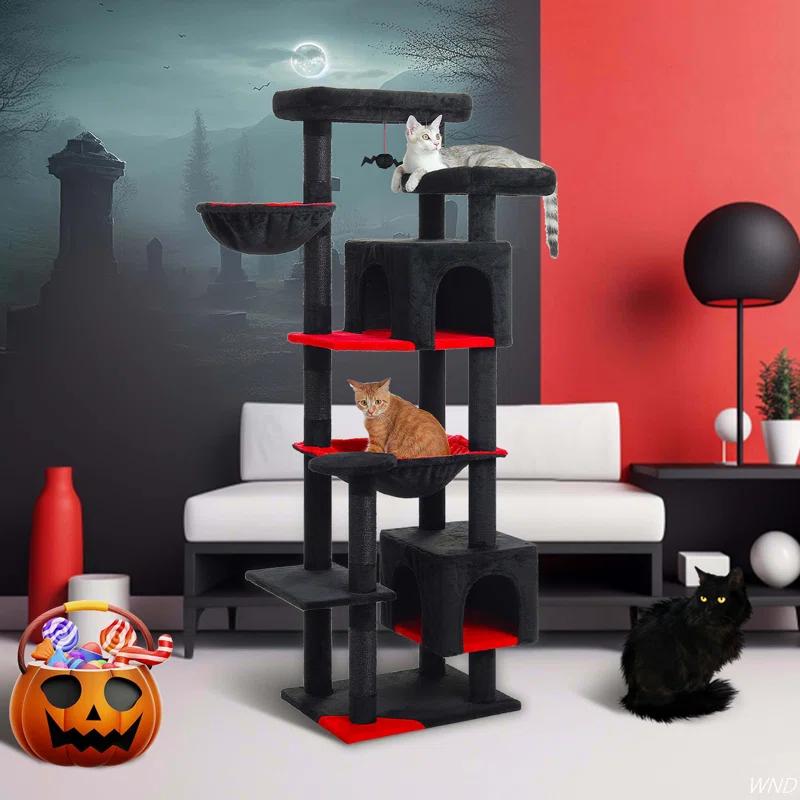 Latitude Run® 69" Tall Cat Tree Tower For Indoor Large Cats With Super Large Hammock, Scratching Posts, Condo House And Large Top Perch,Cat Bed,Cat House