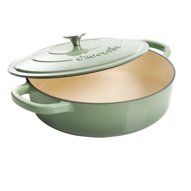 Crock-pot Crock Pot Artisan 5 Quart Round Enameled Cast Iron Braiser Pan With Self Basting Lid In Pistachio Green | Wayfair