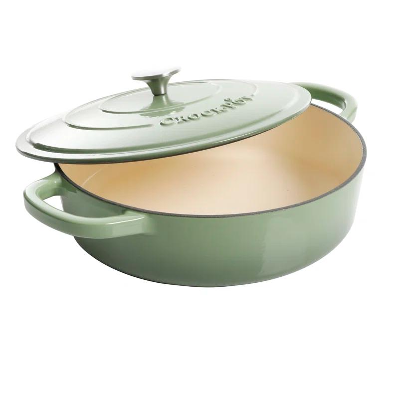 Crock-pot Crock Pot Artisan 5 Quart Round Enameled Cast Iron Braiser Pan With Self Basting Lid In Pistachio Green | Wayfair