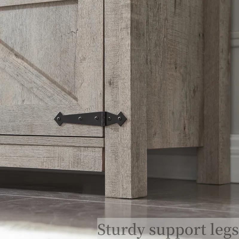 Laquela Farmhouse TV Stand for TVs Up to 75“, Wood Barn Door Media Console Table