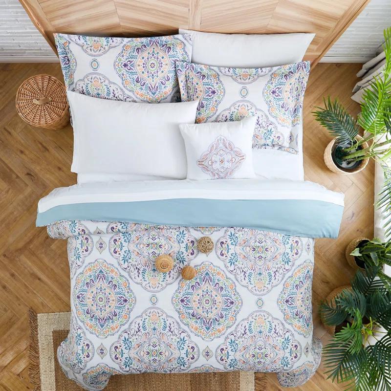 Modern Threads Modern Threads - Castell Collection Comforter Set - Reversible Microfiber - Elegant Printed 8-Piece Bed Set - Includes Comforter, Sheets, Shams, & Pillow - Luxurious Bedding