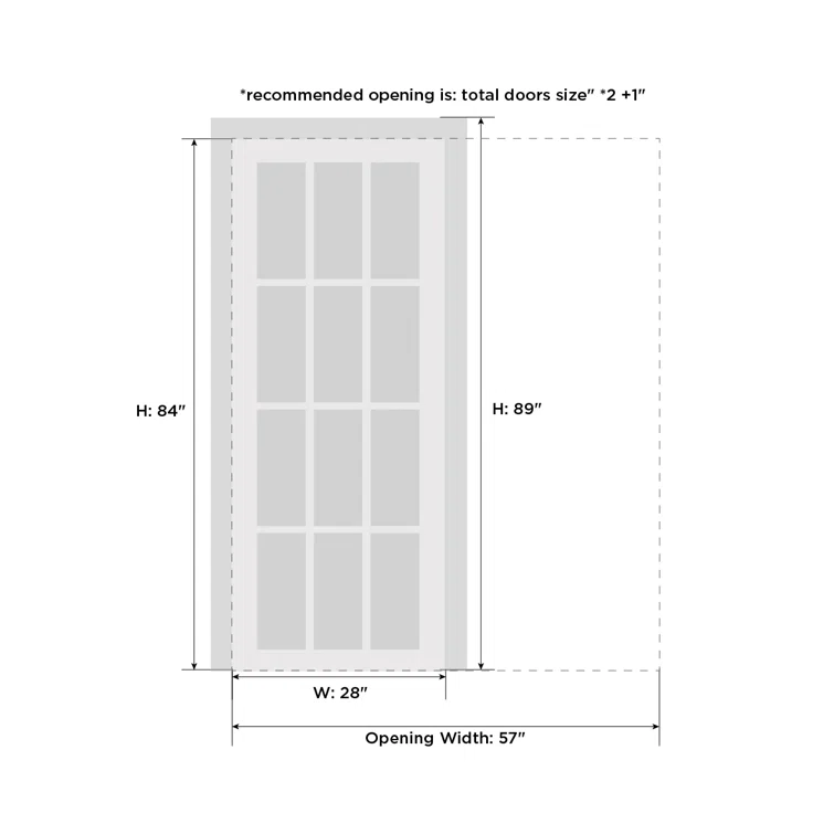 SARTODOORS Quadro Frosted Glass Sliding Closet White Door with Installation Hardware Kit