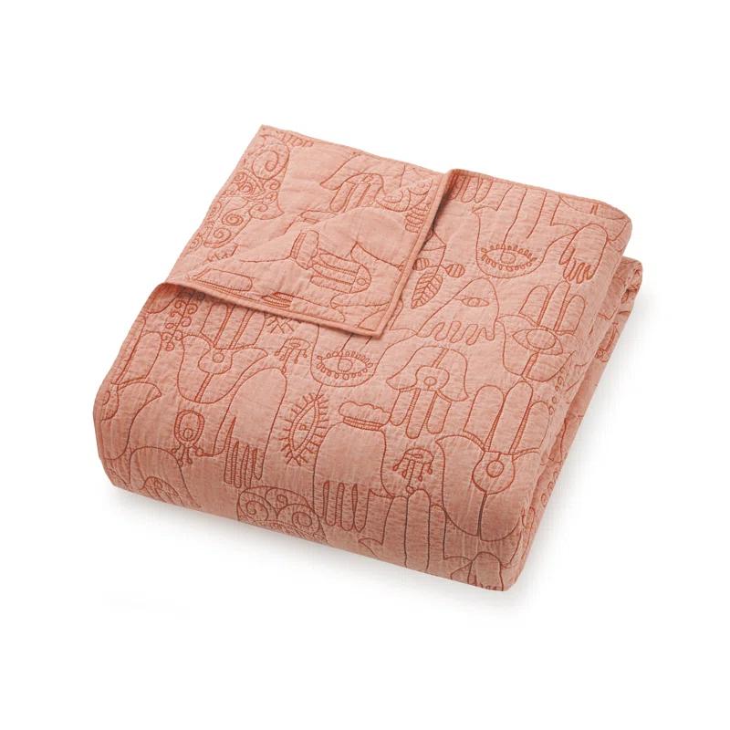 Jungalow Hamsa Solid Embroidered 3-Piece Quilt Set